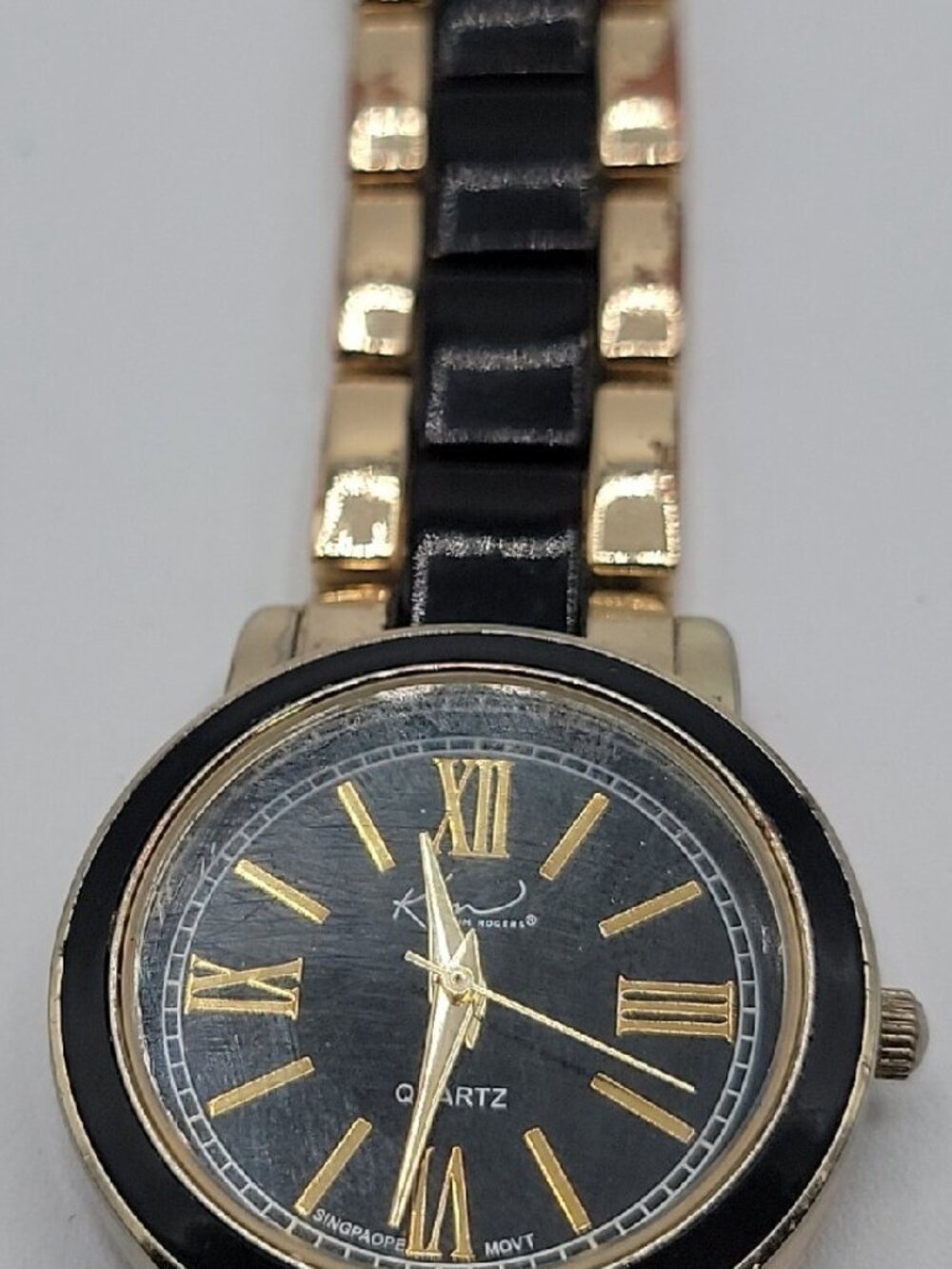Kardashian Kollection Two-Tone Gold & Black Quartz Link Bracelet Watch - Tested - Picture 9 of 16